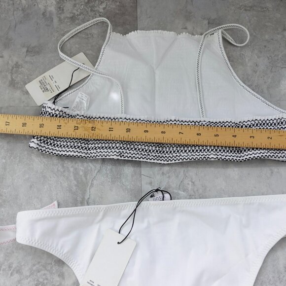 KISUII Bikini Set Large White Two Piece Halter Smocked Hipster Bikini BARNEYS - Picture 9 of 16